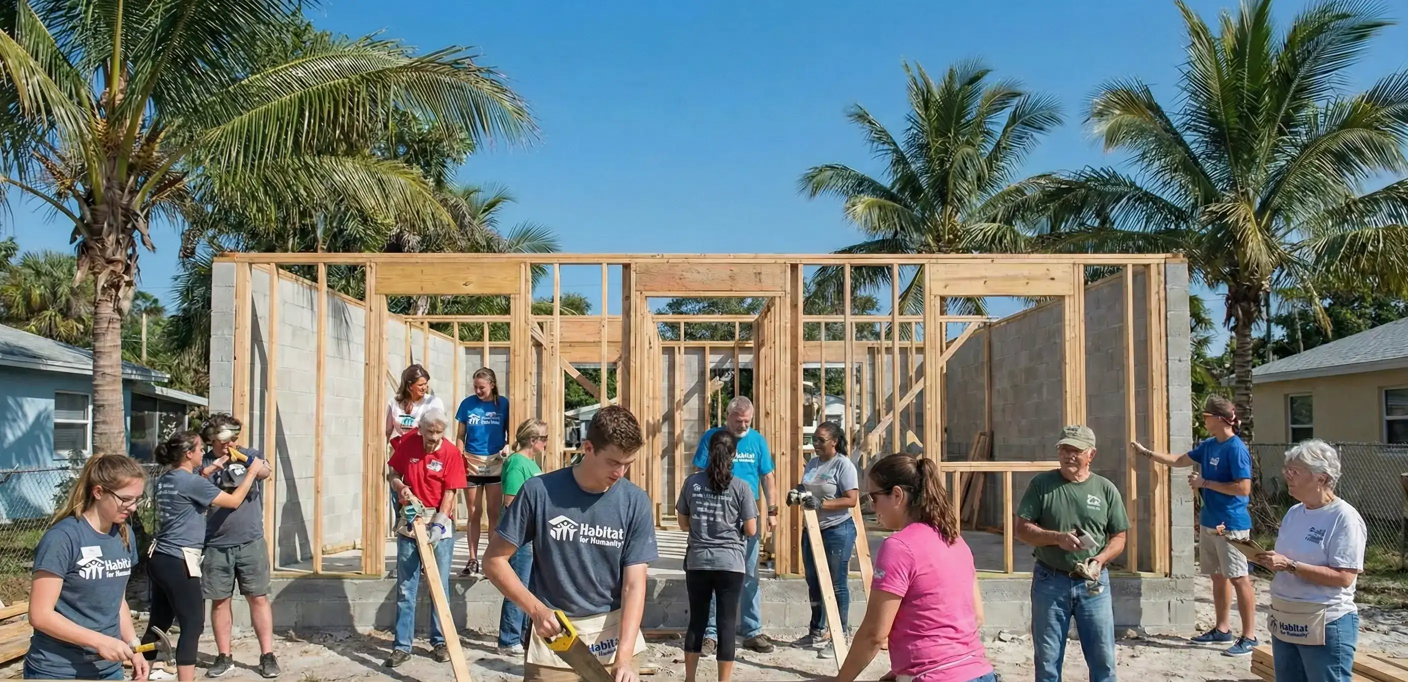 Volunteers at a church charity event distributing food and clothing, illustrating the positive community impact when you start a nonprofit organization in Florida.